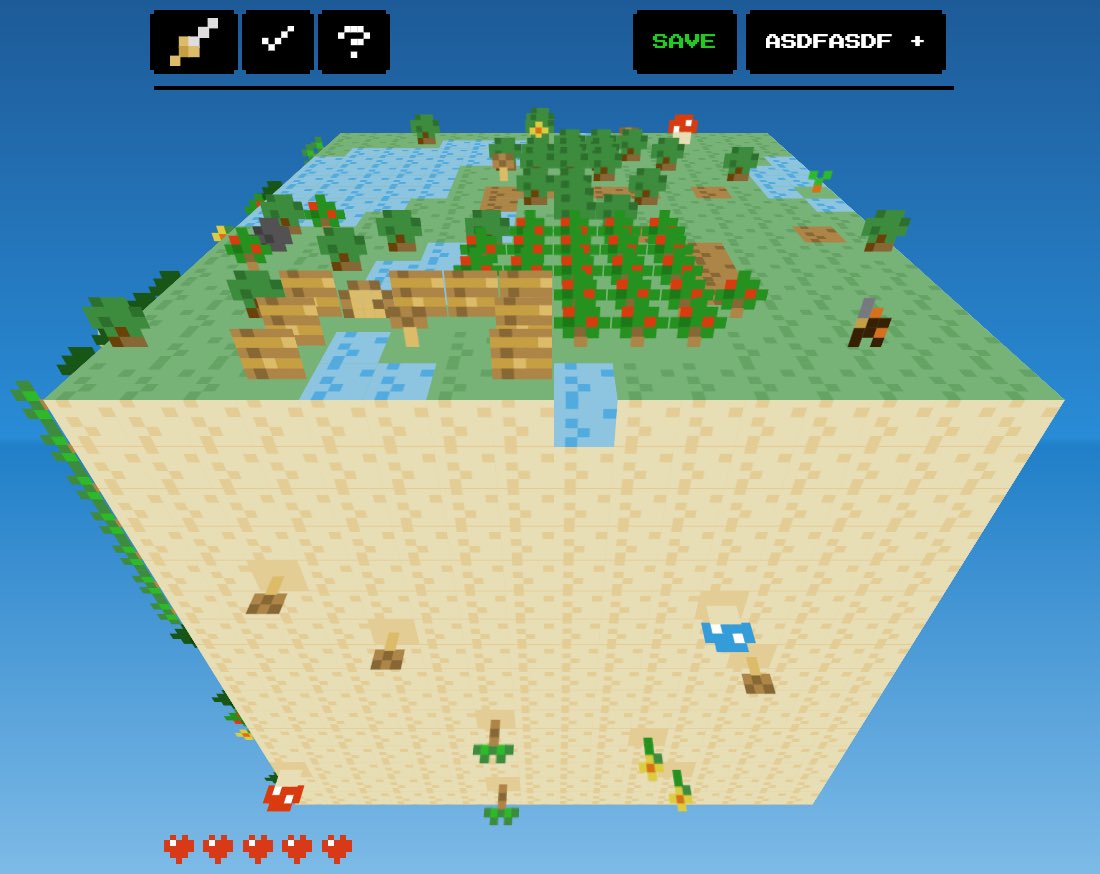 pixelated game screenshot with forest map and player